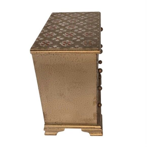 Vintage MELE Jewel Case Red & Gold Gilt Wood Jewelry Box Florentine Style Japan - Picture 4 of 13